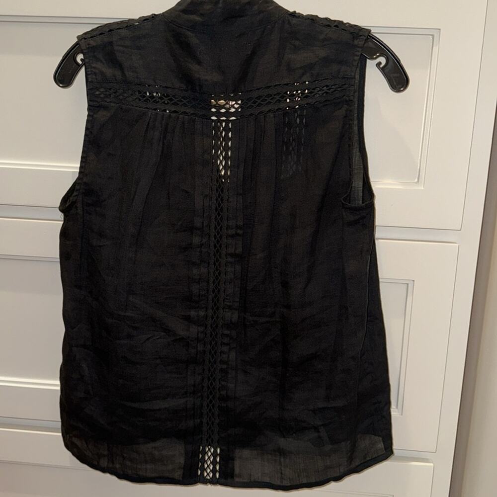 Frame Cali Ramie Lace Inset Tank Blouse with camisole in Noir Black XS - Picture 6 of 9